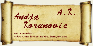 Anđa Korunović vizit kartica